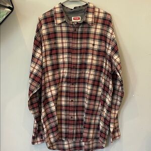 Wrangler Men's Casual Plaid Shirt - Red, navy , and White XLTall